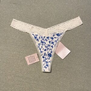 Savage X Fenty Plush Velvet Print Cotton Lace Thong Large L